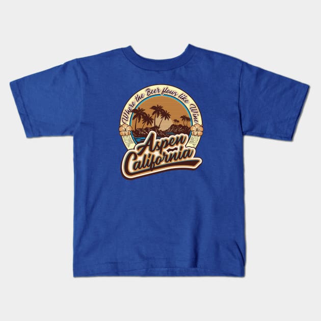 A little place called Aspen, California Where Beer Flows Like Wine Kids T-Shirt by Alema Art